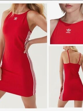 adidas Red Mini Dress with White Side Stripes